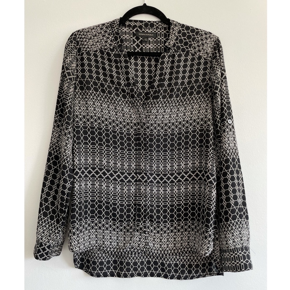 banana republic geometric button-down blouse